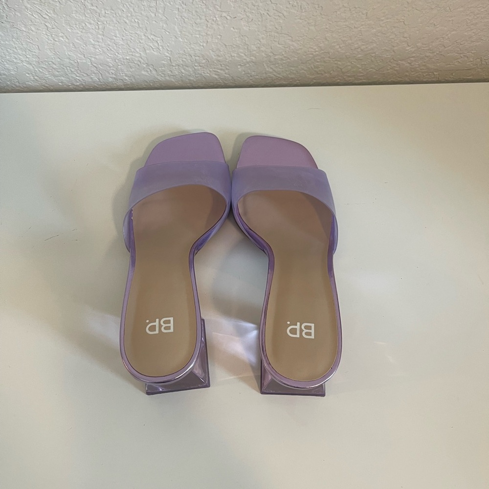 bp Lavender Patent Slide Mules with Faceted Block Heel - Picture 6 of 7